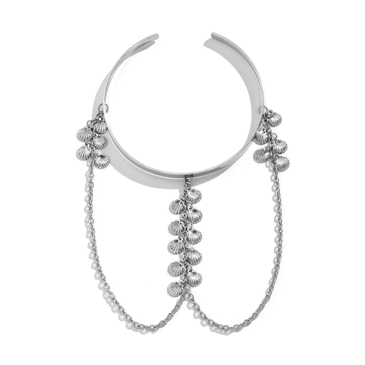 Silver-Plated Shell Tassel Arm Cuff
