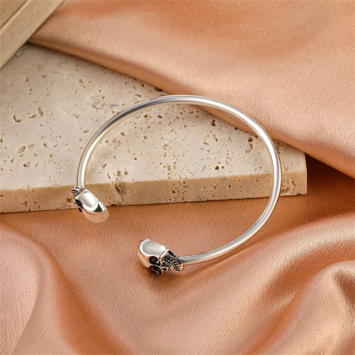 Silver-Plated Skull Cuff