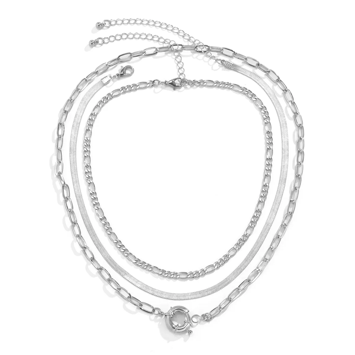 Silver-Plated Snake Chain Necklace Set