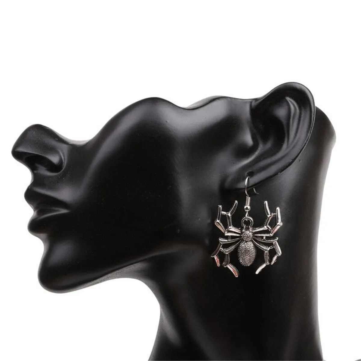 Silver-Plated Spider Drop Earrings