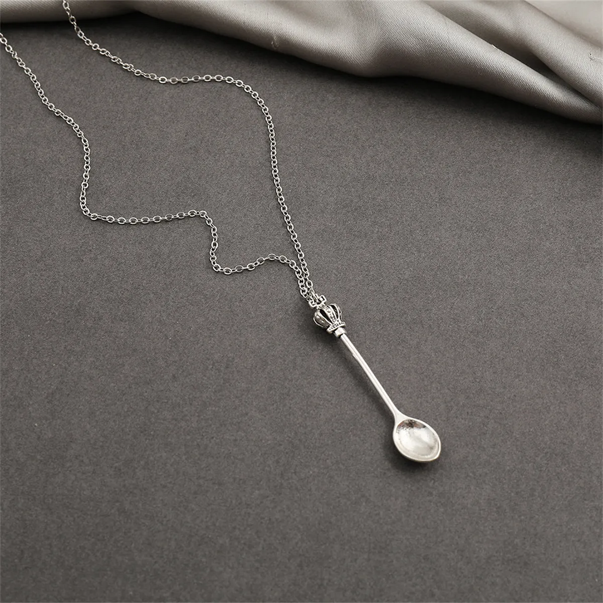 Silver-Plated Spoon Pendant Necklace