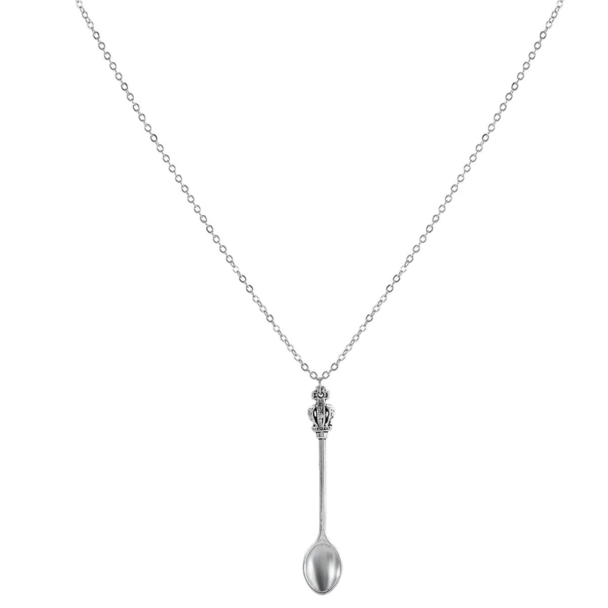 Silver-Plated Spoon Pendant Necklace