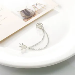 Silver-Plated Star Chain Ear Cuff