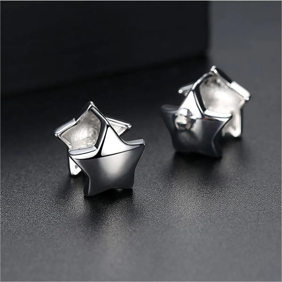 Silver-Plated Star Huggie Earrings
