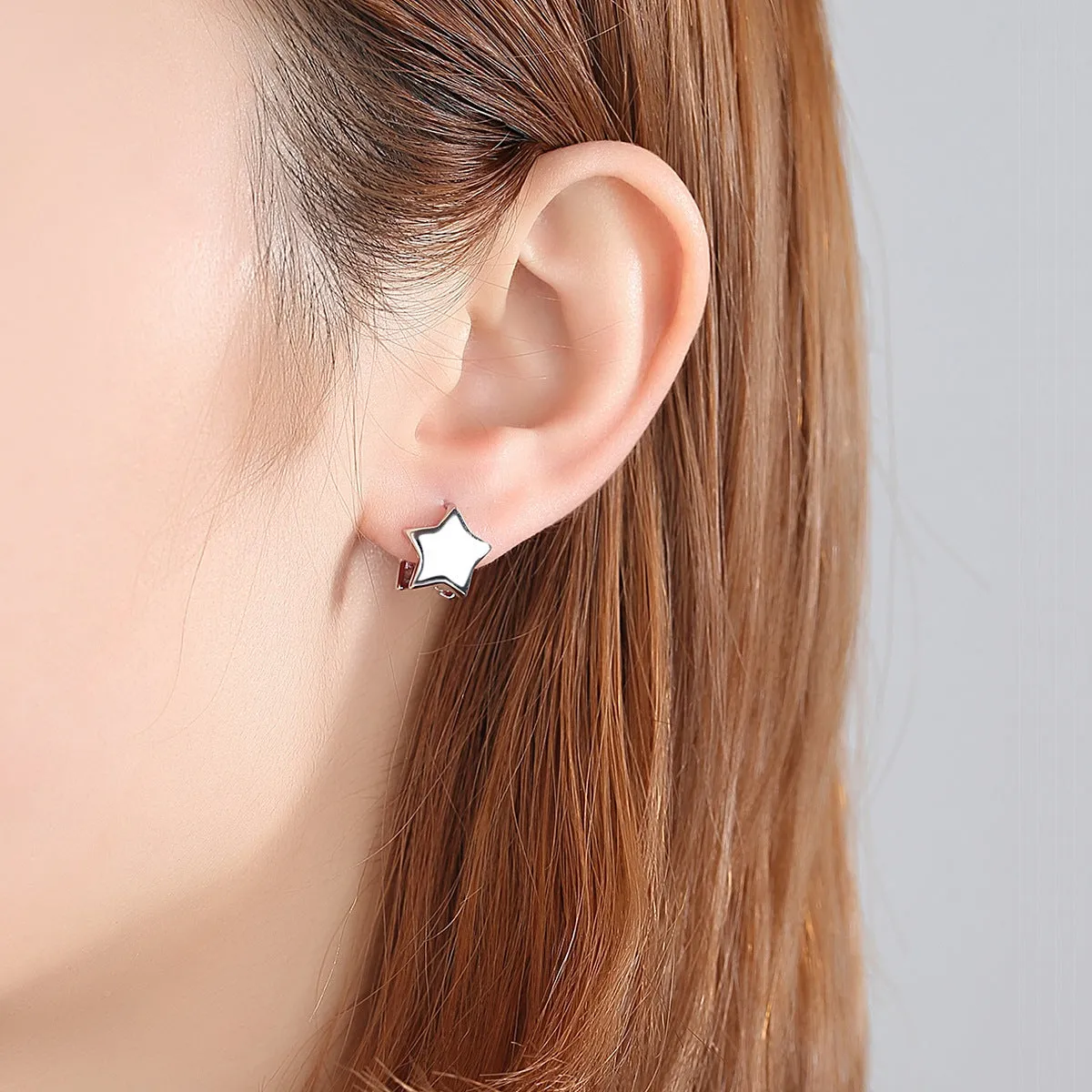 Silver-Plated Star Huggie Earrings