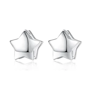Silver-Plated Star Huggie Earrings