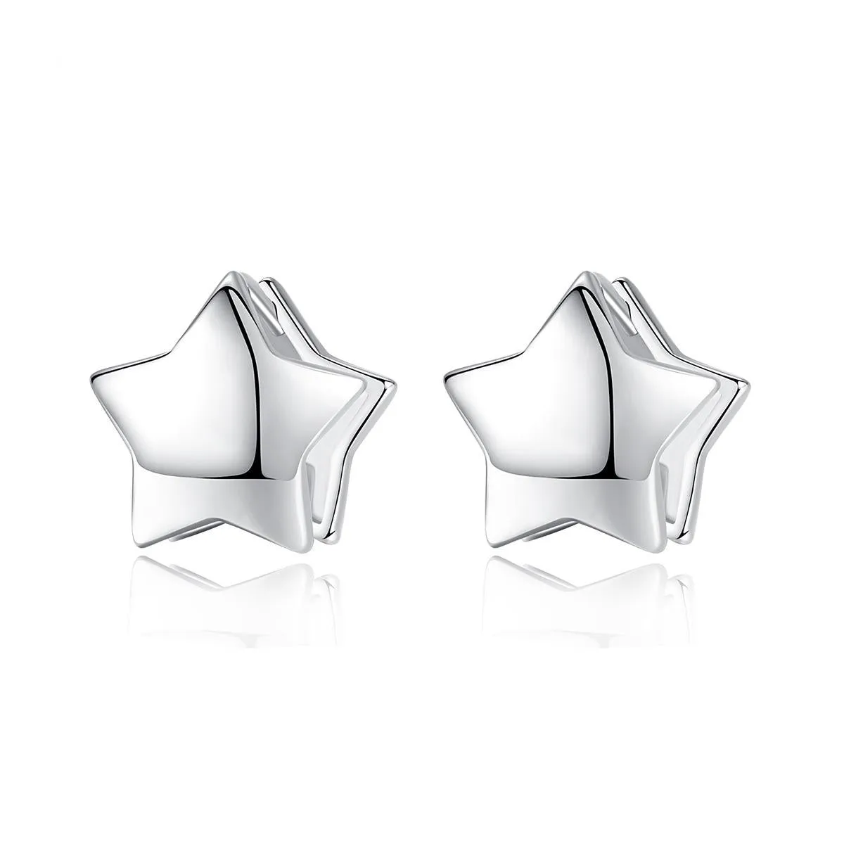 Silver-Plated Star Huggie Earrings