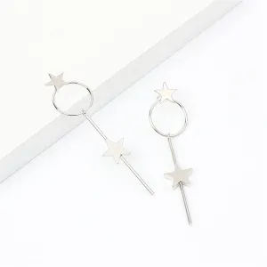 Silver-Plated Star Magic Wand Drop Earrings