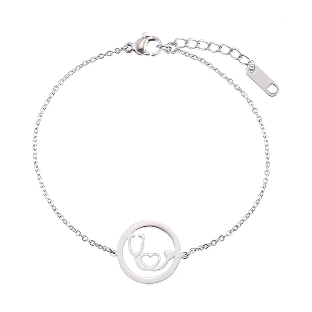 Silver-Plated Stethoscope Charm Bracelet