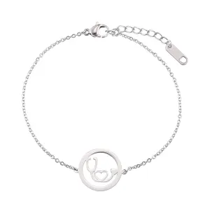 Silver-Plated Stethoscope Charm Bracelet