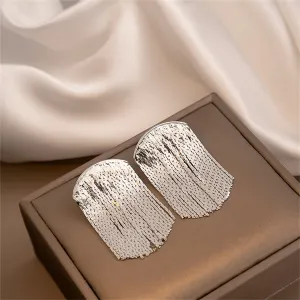 Silver-Plated Tassel Drop Earrings