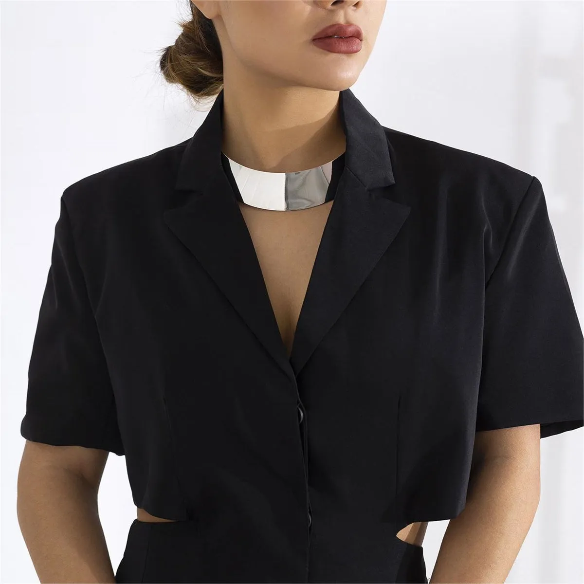 Silver-Plated Thick Choker Necklace