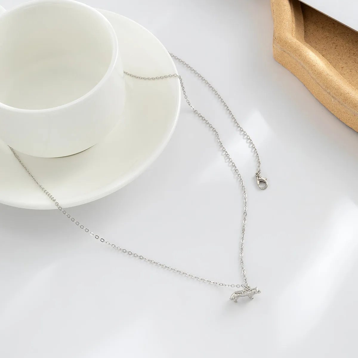 Silver-Plated Tiger Charm Waist Chain