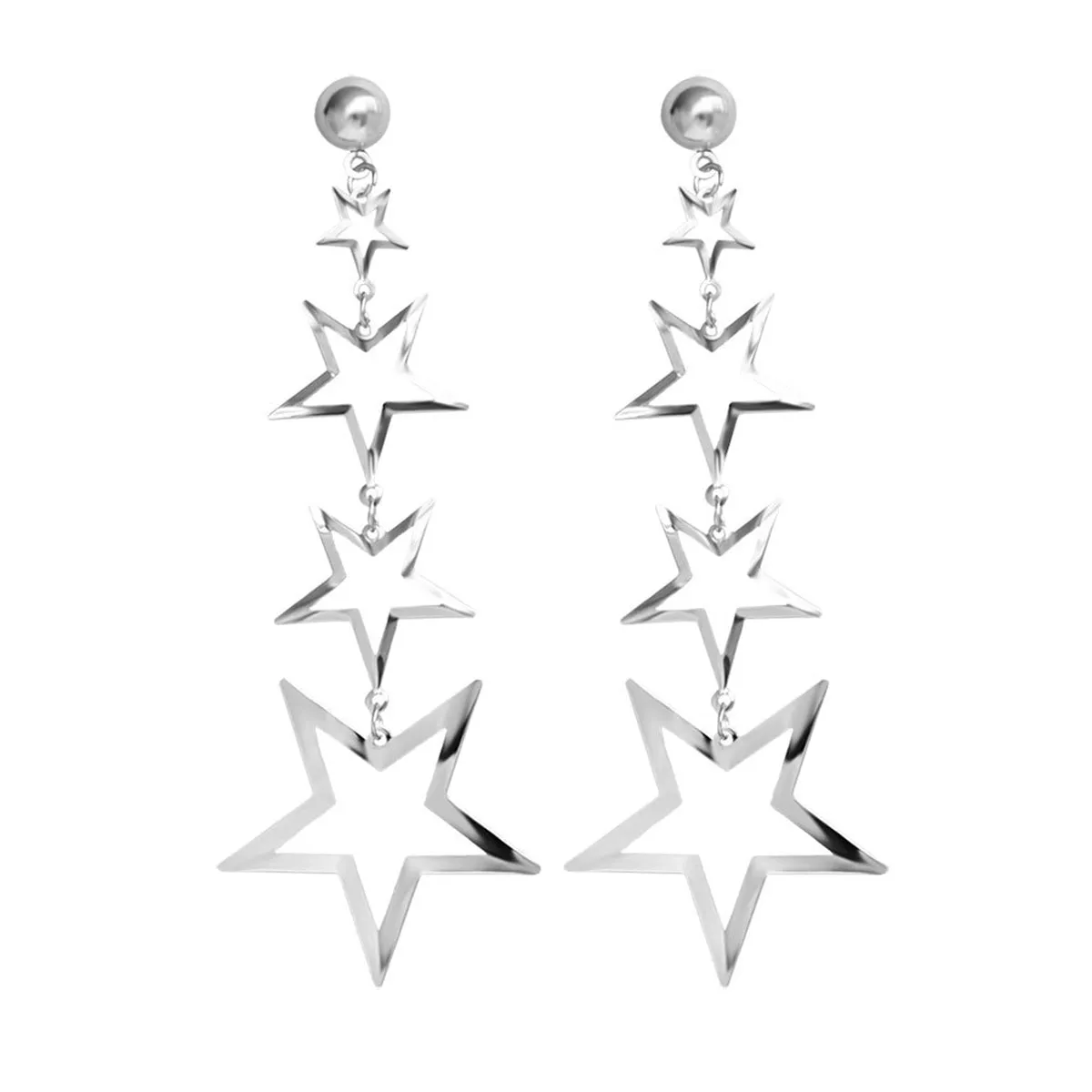 Silver-Plated Tri-Star Drop Earrings