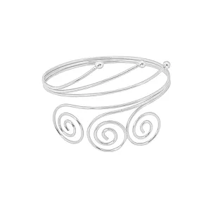 Silver-Plated Triple-Swirl Arm Cuff