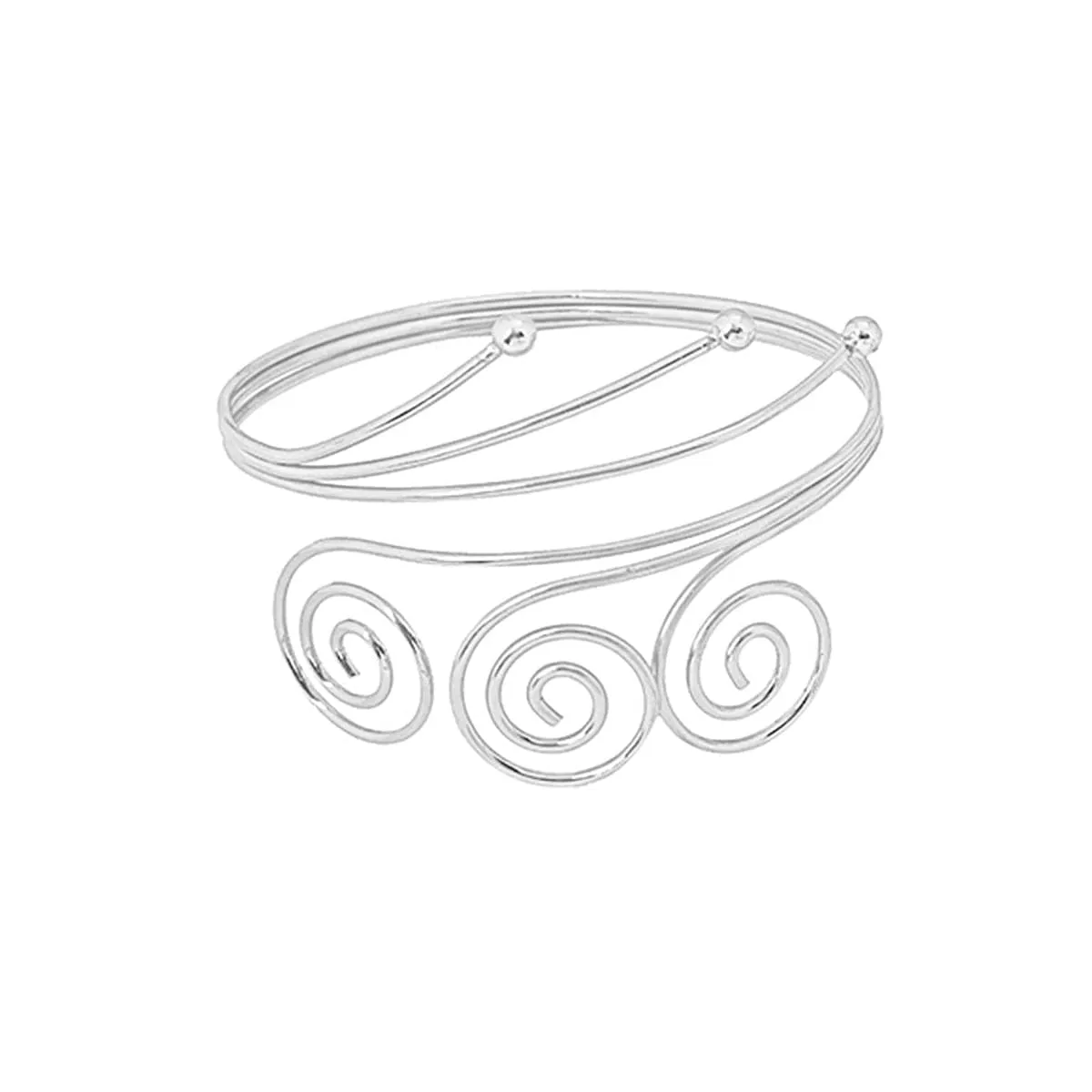 Silver-Plated Triple-Swirl Arm Cuff