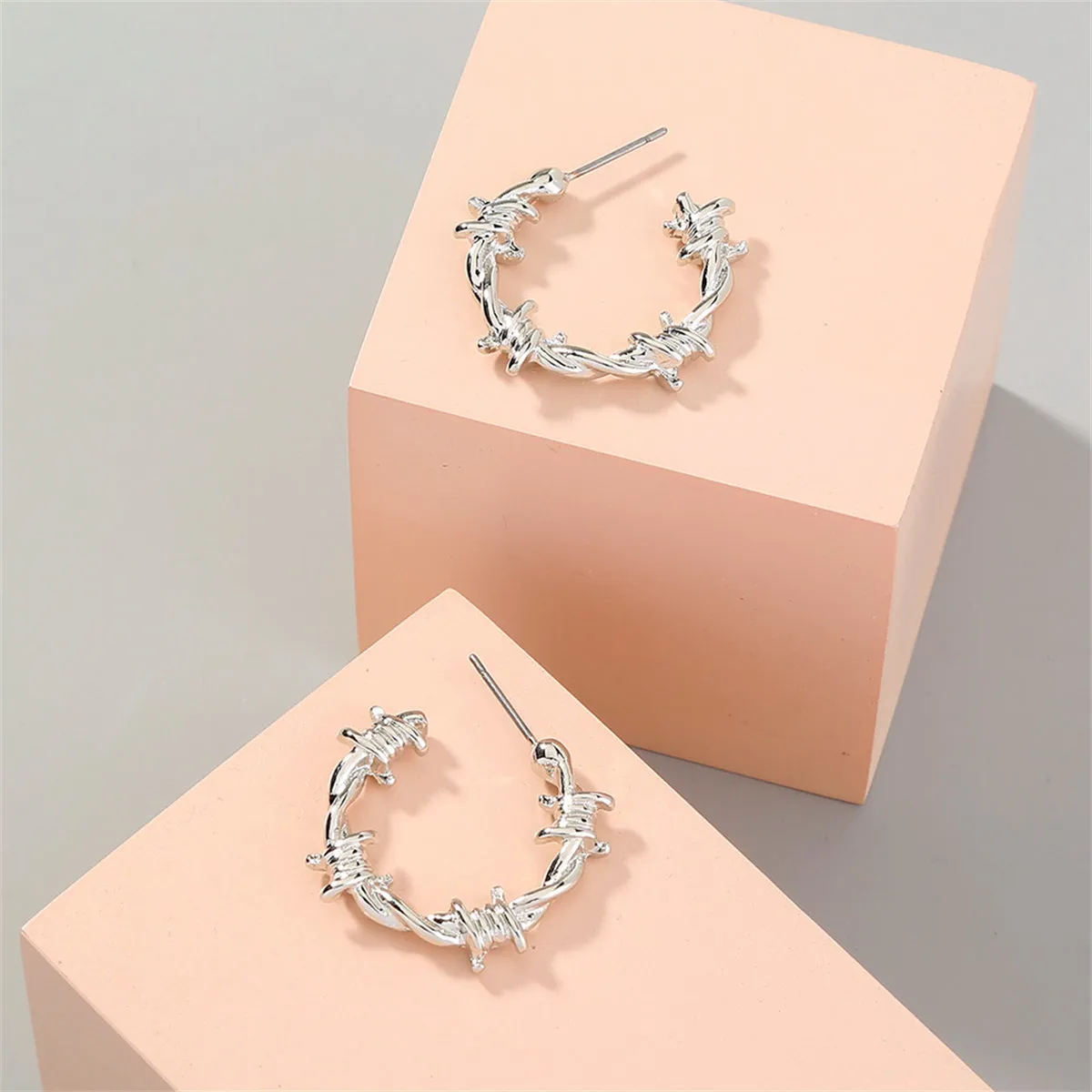 Silver-Plated Twine Hoop Earrings