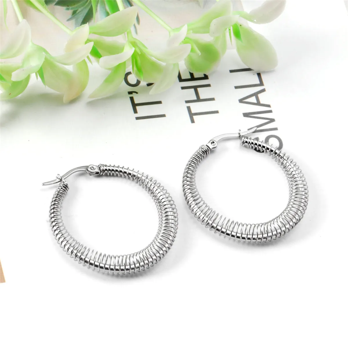Silver-Plated Twine Hoop Earrings