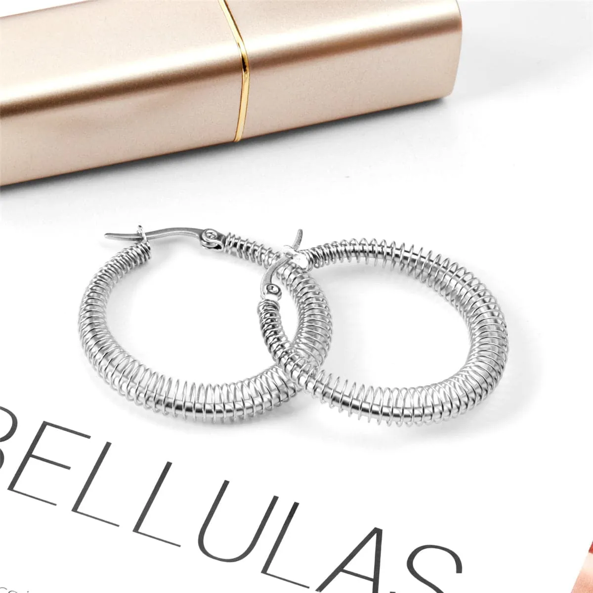 Silver-Plated Twine Hoop Earrings