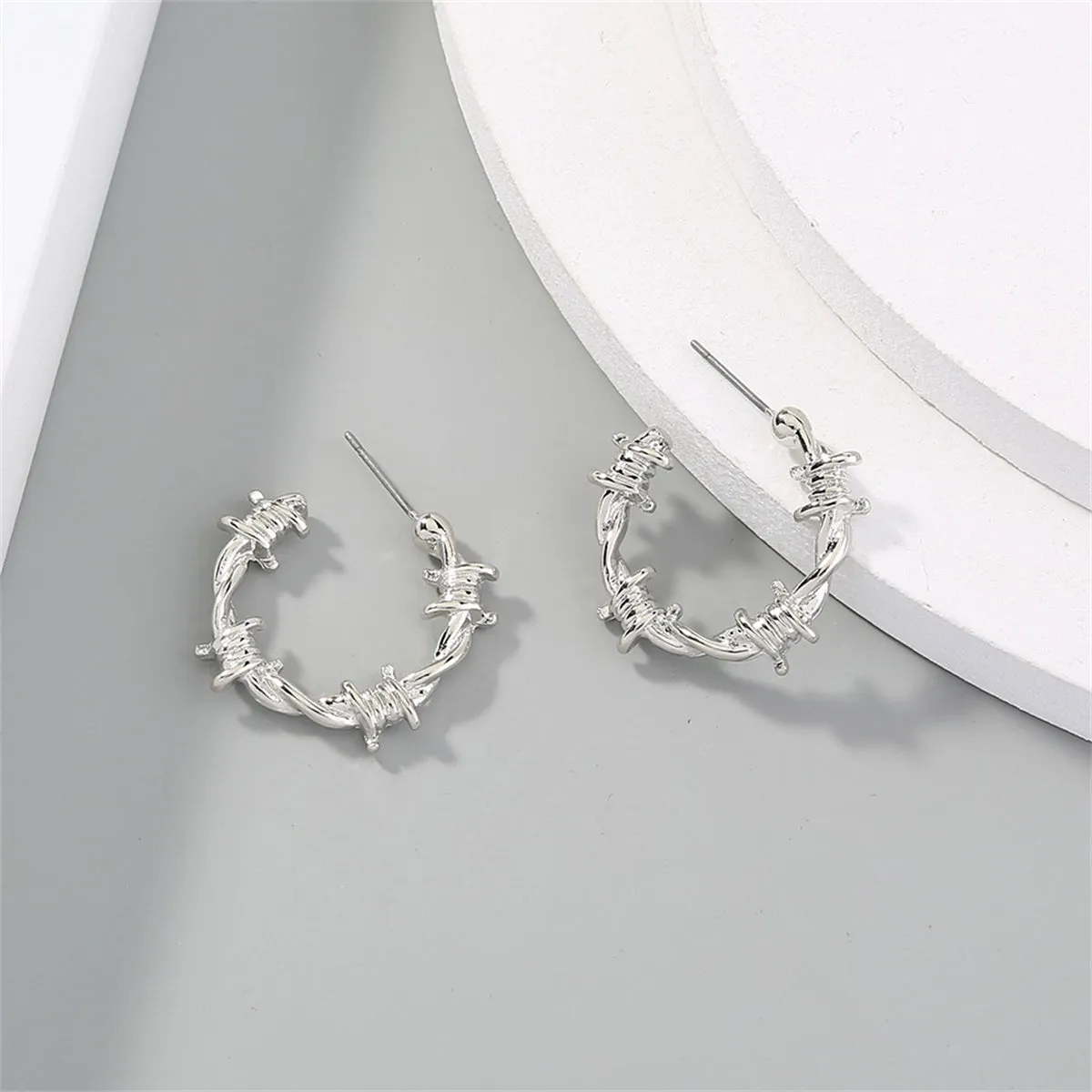 Silver-Plated Twine Hoop Earrings