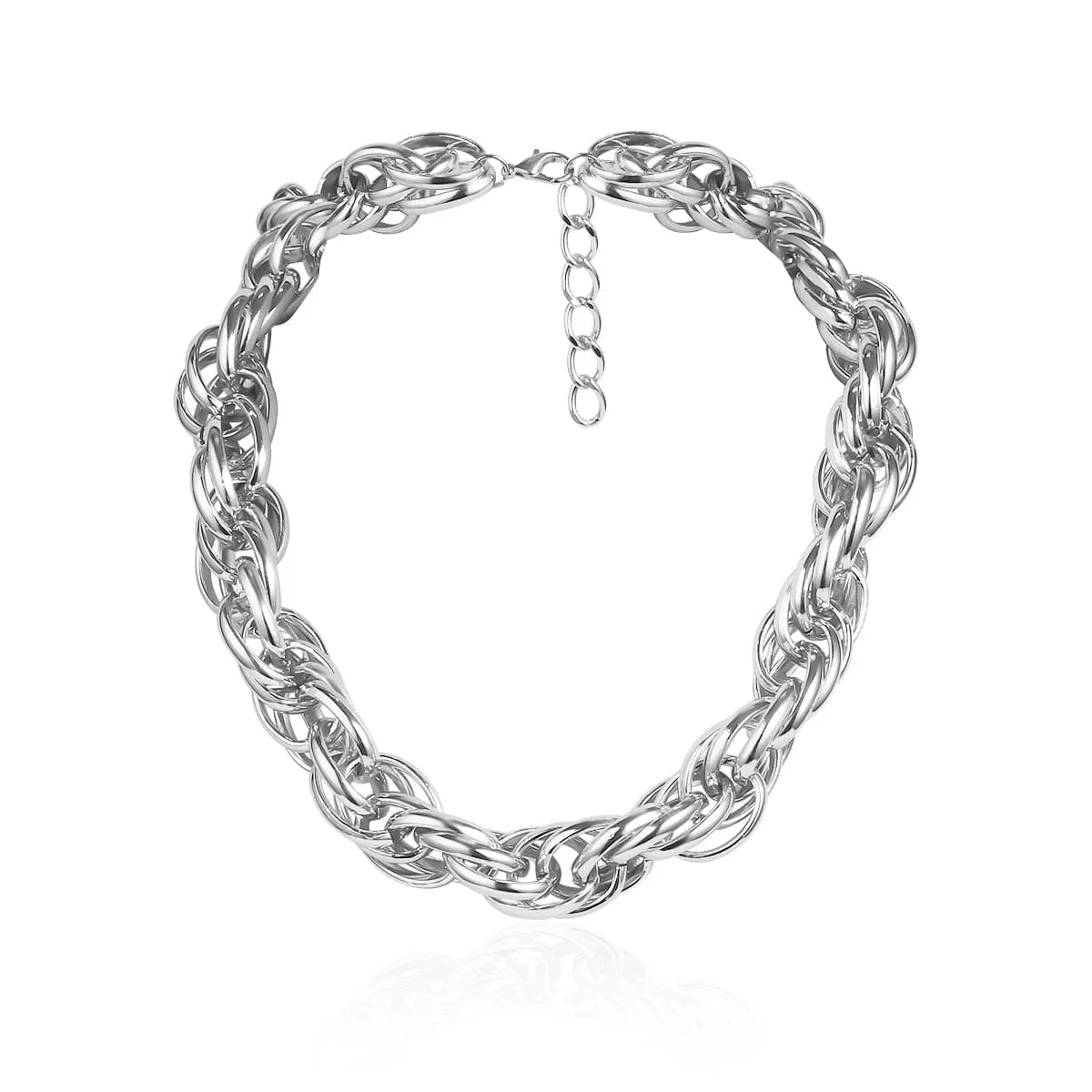 Silver-Plated Twine Rope-Chain Choker Necklace