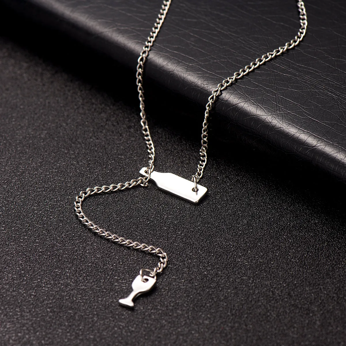 Silver-Plated Wine Lariat Necklace