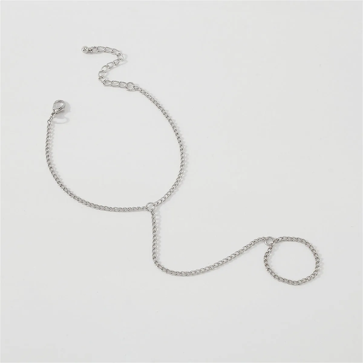 Silver-Plated Wrist-To-Ring Chain Bracelet