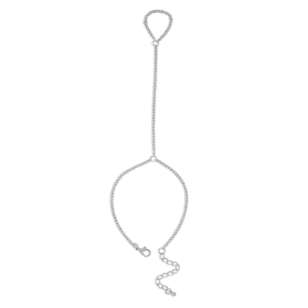 Silver-Plated Wrist-To-Ring Chain Bracelet