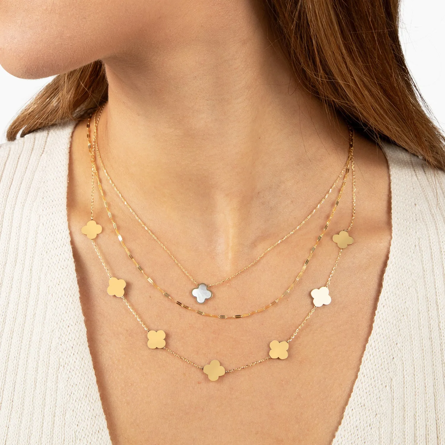 Small Gold Clover Necklace