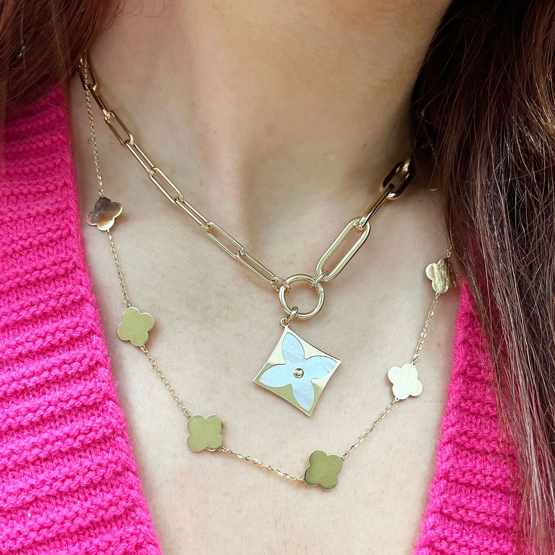 Small Gold Clover Necklace
