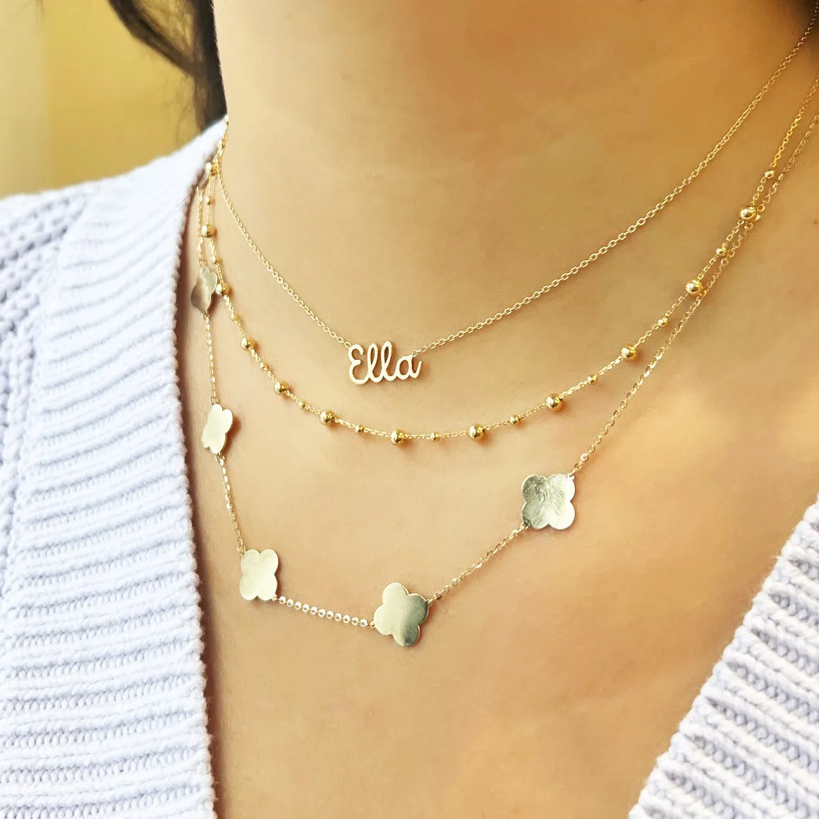 Small Gold Clover Necklace
