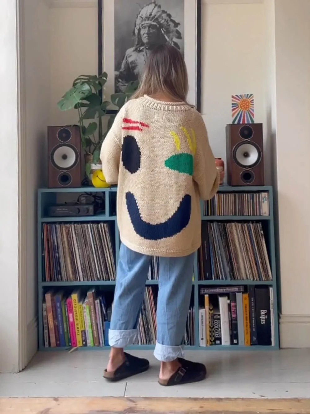Smiley Knit™ | Women's Colorful Loose Pullover Sweater | Soft Knit Fabric, Fun Smiley Face Design, Relaxed Fit