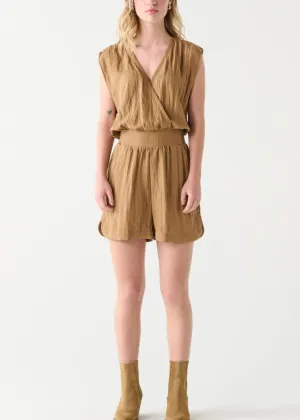 Smocked Detail Wrap Romper