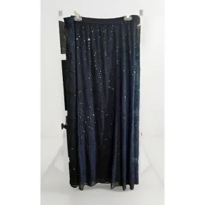Soft Surroundings Womens Pull On Beaded Maxi Skirt Large Tall Snap Liner Black