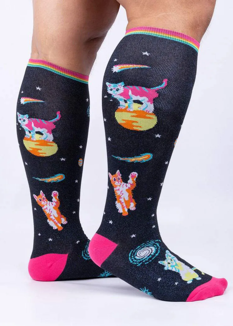 Space Cats Metallic Stretch-It Knee Socks
