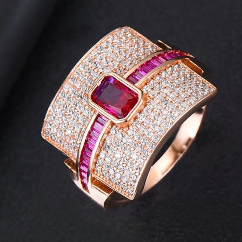 Sparkling Ruby Engagement Ring Stackable Women's Bridal Jewelry