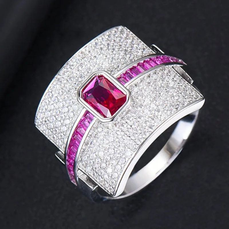 Sparkling Ruby Engagement Ring Stackable Women's Bridal Jewelry