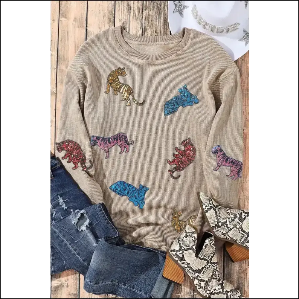 Sparkly Animal Sequin Dropped Shoulder Sweatshirt
