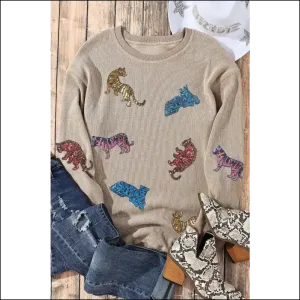Sparkly Animal Sequin Dropped Shoulder Sweatshirt