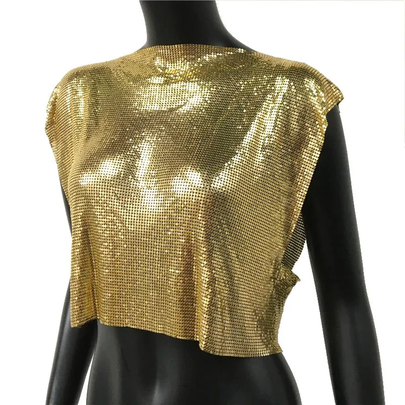 Sparkly Metal Sequins Women's Crop Top
