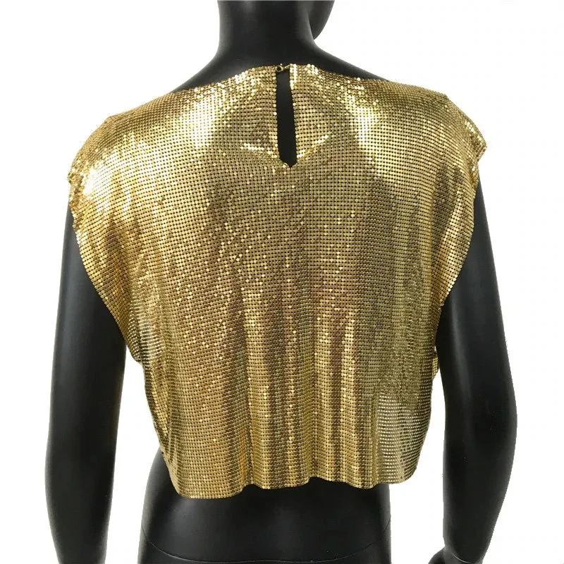 Sparkly Metal Sequins Women's Crop Top