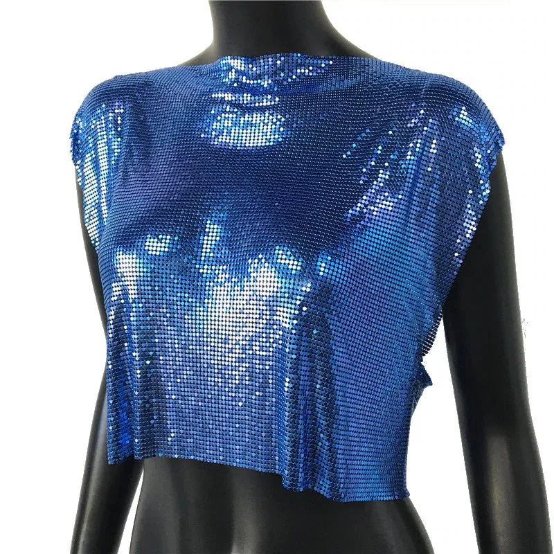 Sparkly Metal Sequins Women's Crop Top