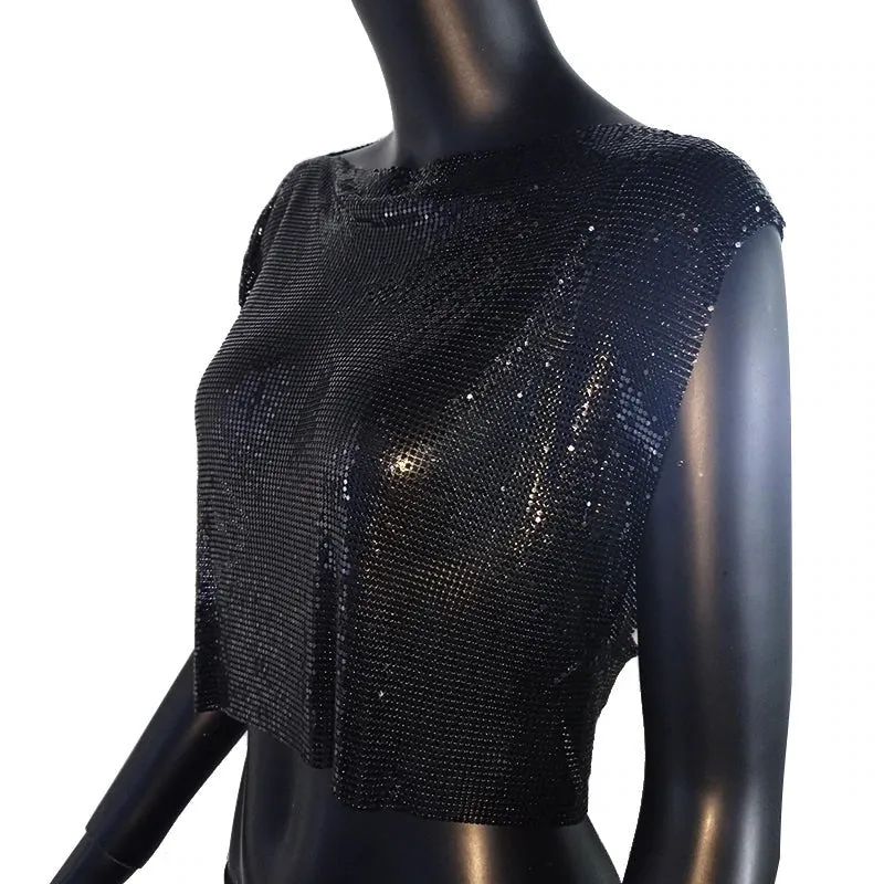 Sparkly Metal Sequins Women's Crop Top