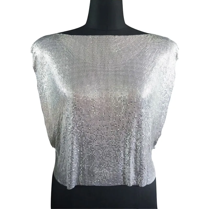 Sparkly Metal Sequins Women's Crop Top