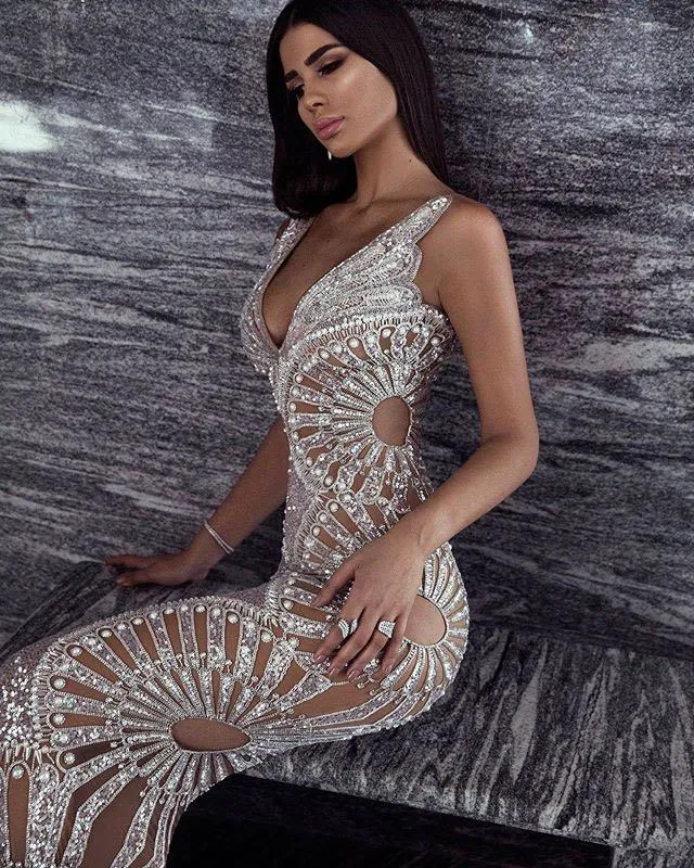 Sparkly Sequined Sleeveless Long Dress