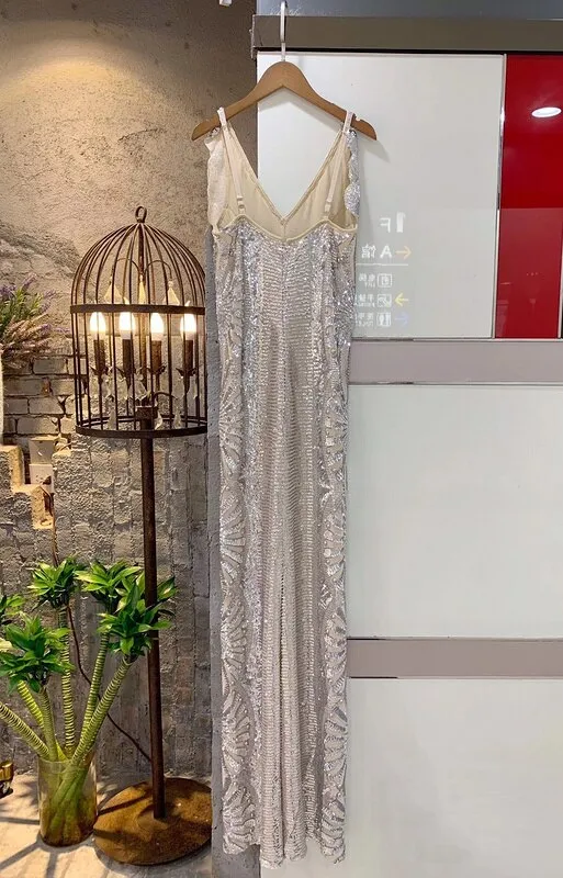 Sparkly Sequined Sleeveless Long Dress