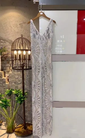 Sparkly Sequined Sleeveless Long Dress