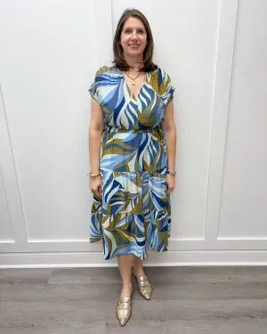 S/S V-Neck Tiered Dress - Loden