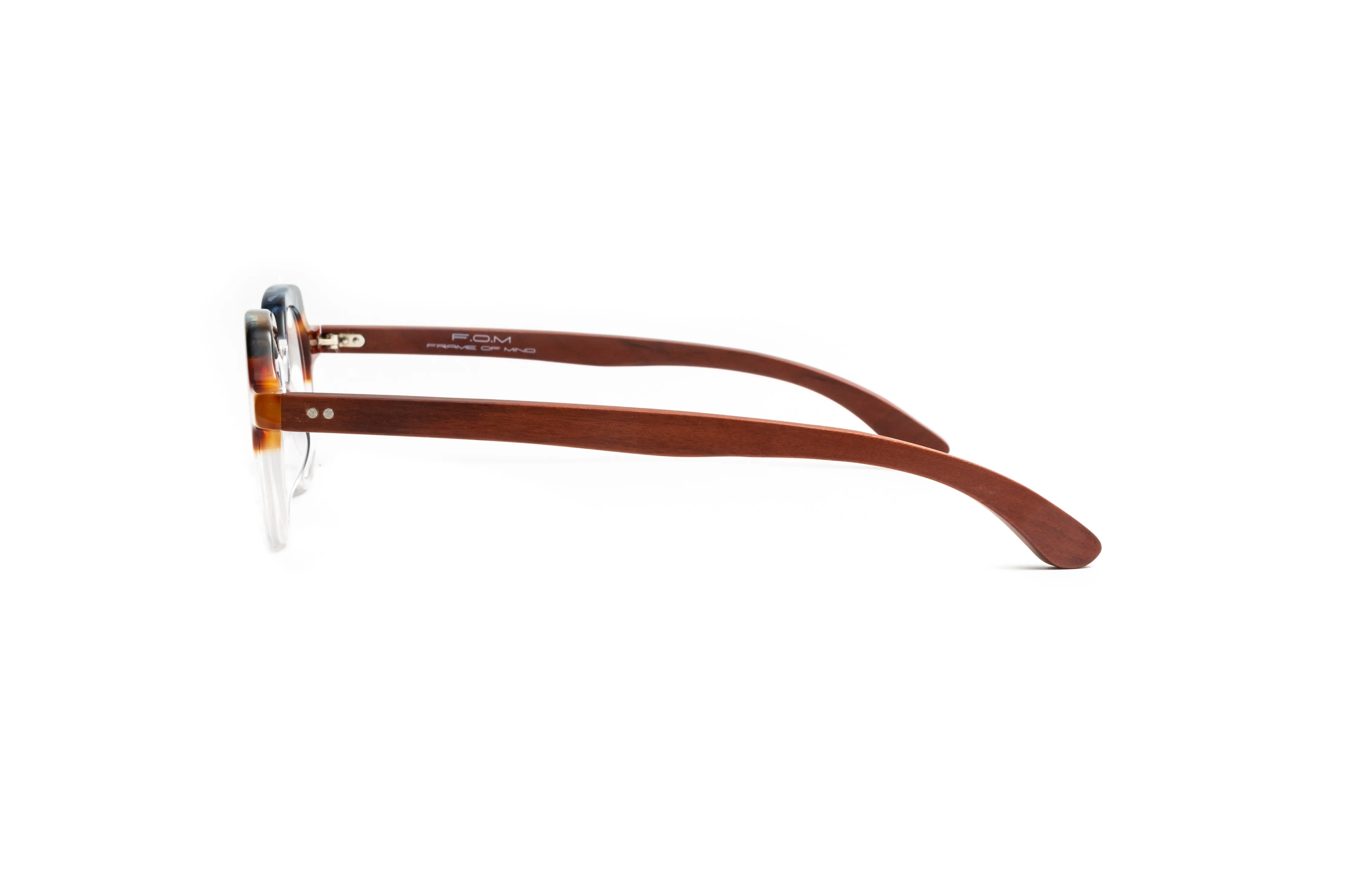 St. Barths Round Black/ Tortoise/ Clear Cherry Wood Reading Glasses