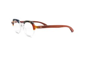 St. Barths Round Black/ Tortoise/ Clear Cherry Wood Reading Glasses